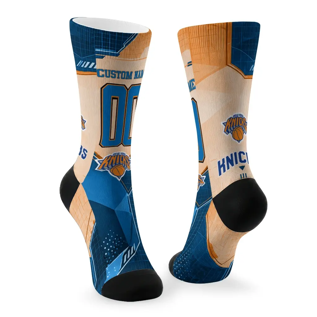 New York Knicks Socks Customized Geometric Tech Blue Fashion Forward New York Knicks Socks Customized Geometric Tech Blue Fashion Forward
