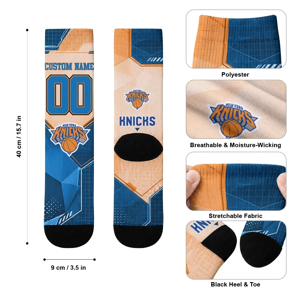 New York Knicks Socks Customized Geometric Tech Blue High Quality New York Knicks Socks Customized Geometric Tech Blue High Quality