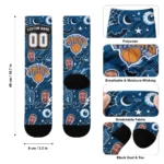 New York Knicks Socks Customized Scattered Icons Blue Best Selling