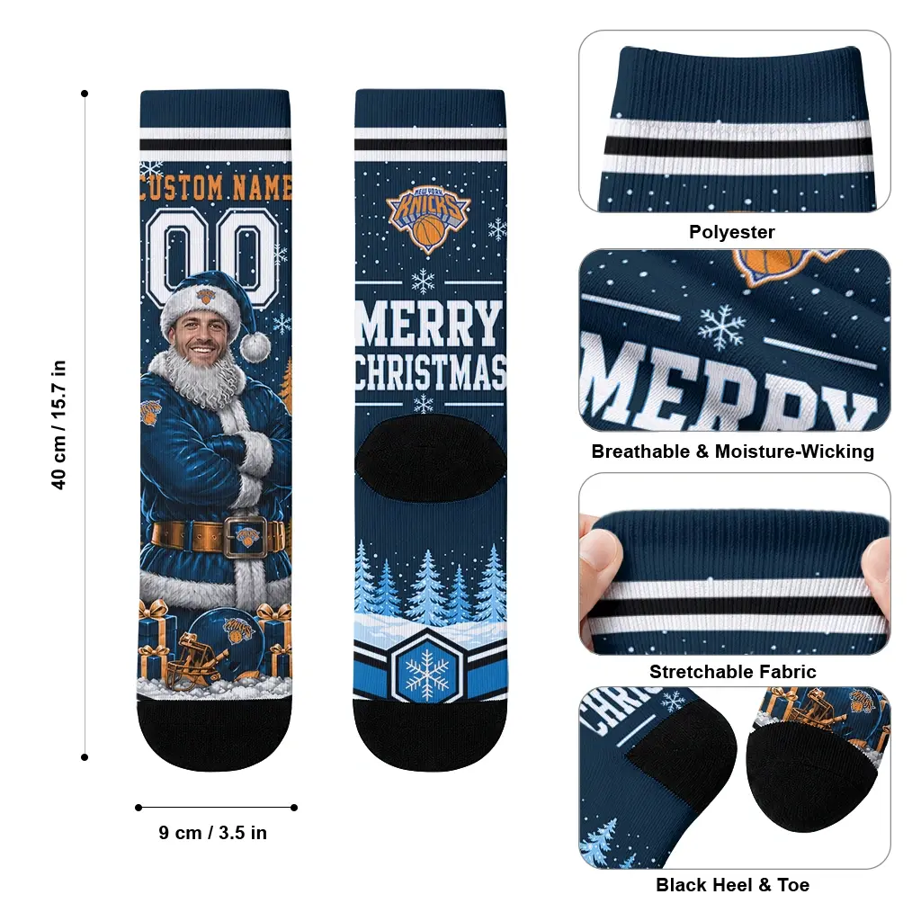 New York Knicks Socks Personalized Snowy Scene Blue White High Quality New York Knicks Socks Personalized Snowy Scene Blue White High Quality