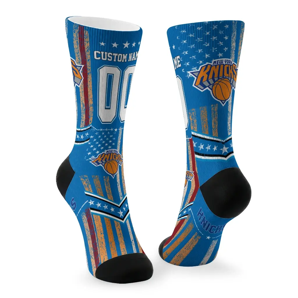 New York Knicks Socks Personalized Star Stripes Blue White Fashion Forward New York Knicks Socks Personalized Star Stripes Blue White Fashion Forward