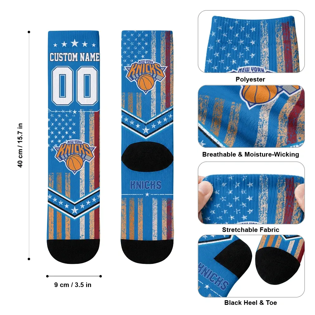 New York Knicks Socks Personalized Star Stripes Blue White High Quality New York Knicks Socks Personalized Star Stripes Blue White High Quality