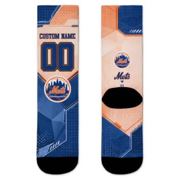 New York Mets Socks Custom Geometric Tech Blue Best Selling