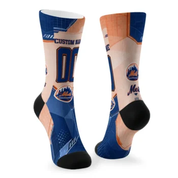 New York Mets Socks Custom Geometric Tech Blue Fashion Forward