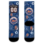 New York Mets Socks Custom Scattered Icons Blue Best Selling