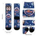 New York Mets Socks Custom Scattered Icons Blue Best Selling