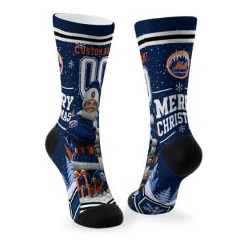 New York Mets Socks Customized Snowy Scene Blue White Fashion Forward