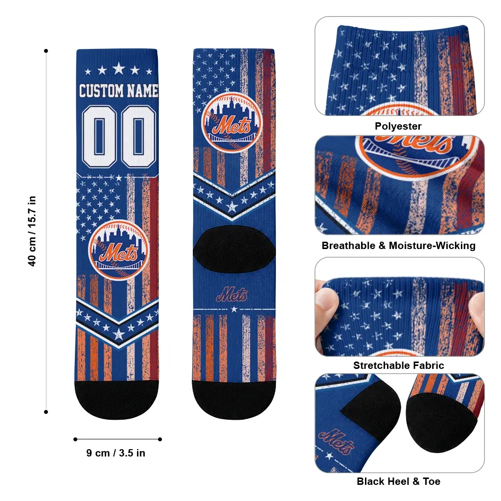 New York Mets Socks Customized Star Stripes Blue White High Quality New York Mets Socks Customized Star Stripes Blue White High Quality