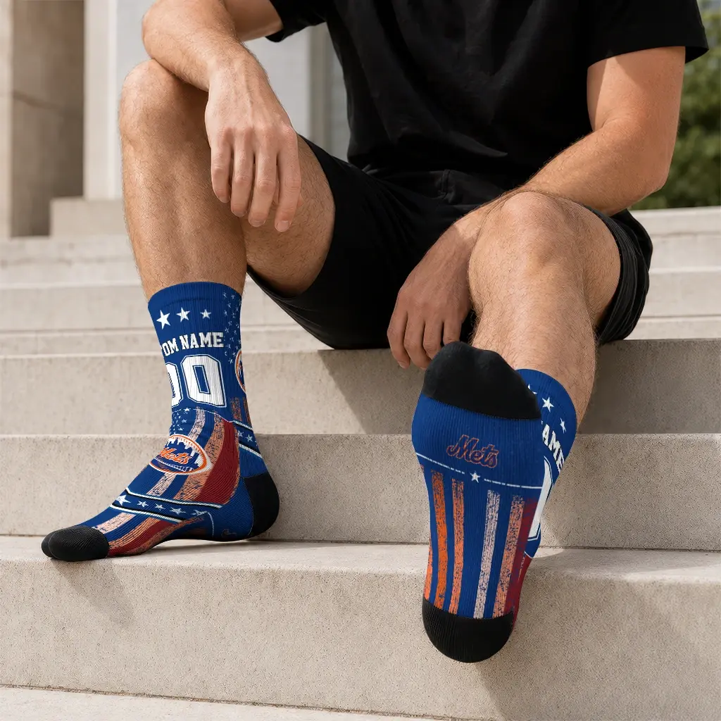 New York Mets Socks Customized Star Stripes Blue White Latest Model New York Mets Socks Customized Star Stripes Blue White Latest Model