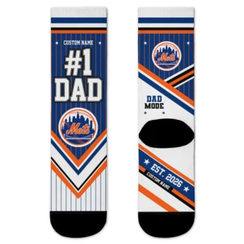 New York Mets Socks - Personalized Pinstripe Chevron Blue White