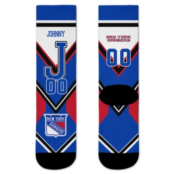 New York Rangers Socks Custom Arrow Blocks Blue Best Selling