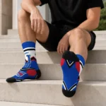 New York Rangers Socks Custom Arrow Blocks Blue Best Selling