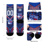 New York Rangers Socks Custom Leopard Print Blue Black Best Selling