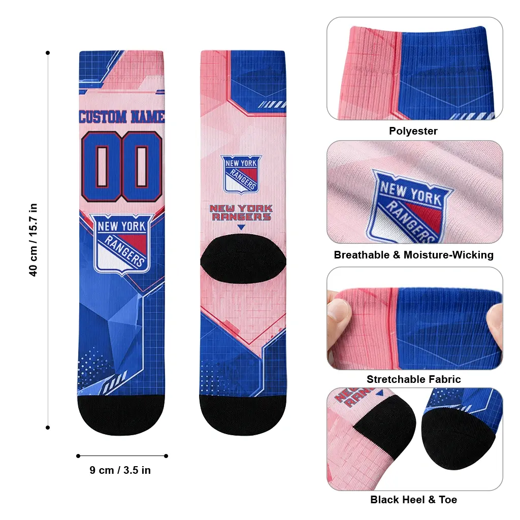 New York Rangers Socks Customized Geometric Tech Blue High Quality New York Rangers Socks Customized Geometric Tech Blue High Quality