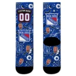 New York Rangers Socks Customized Scattered Icons Blue Best Selling