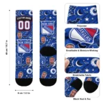 New York Rangers Socks Customized Scattered Icons Blue Best Selling