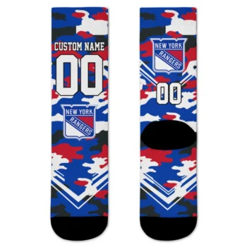 New York Rangers Socks Customized Woodland Camo Blue Best Selling