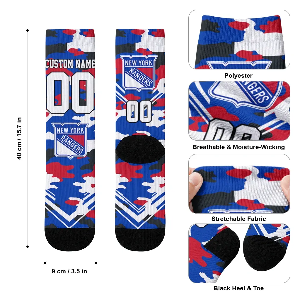 New York Rangers Socks Customized Woodland Camo Blue High Quality New York Rangers Socks Customized Woodland Camo Blue High Quality