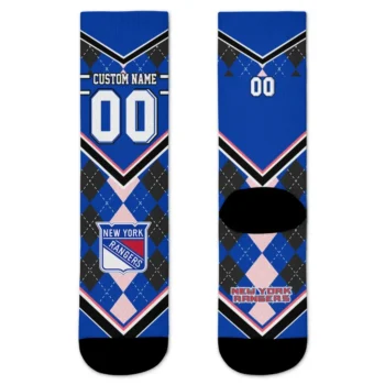 New York Rangers Socks Personalized Argyle Pattern Blue Best Selling