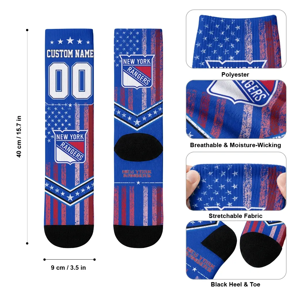 New York Rangers Socks Personalized Star Stripes Blue White High Quality New York Rangers Socks Personalized Star Stripes Blue White High Quality