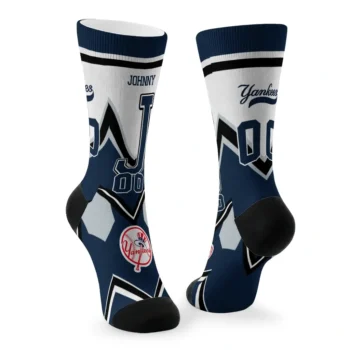 New York Yankees Socks Custom Arrow Blocks Navy Fashion Forward