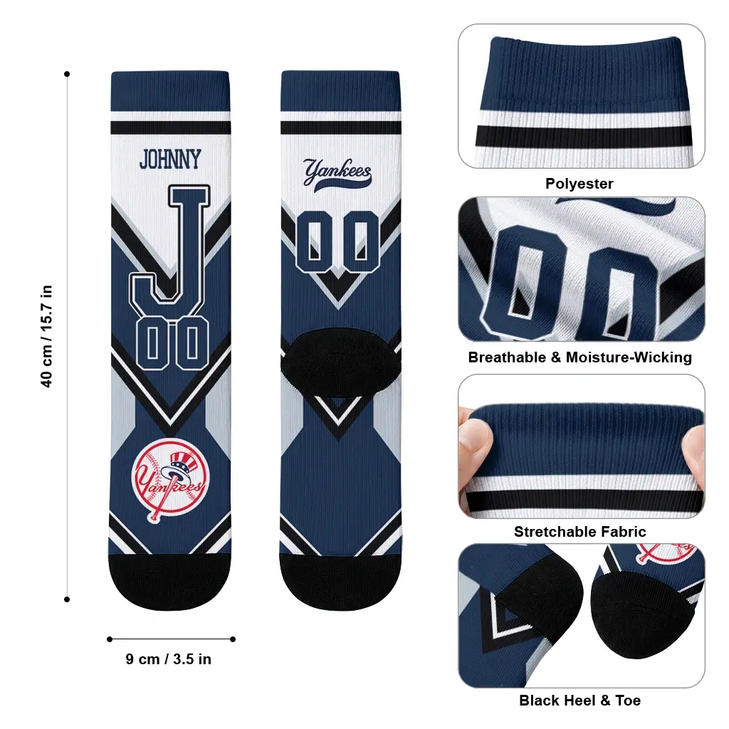 New York Yankees Socks Custom Arrow Blocks Navy High Quality New York Yankees Socks Custom Arrow Blocks Navy High Quality