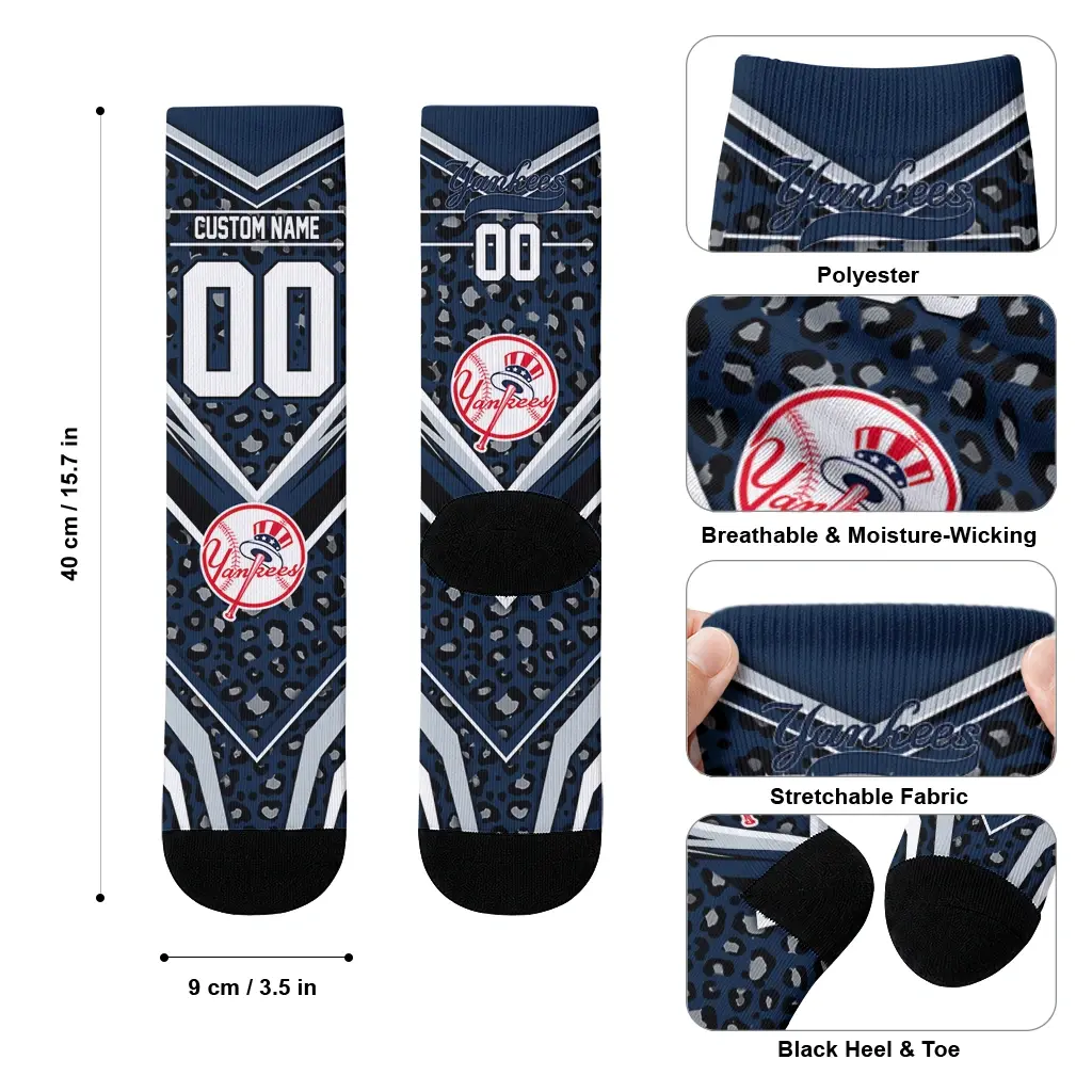 New York Yankees Socks Custom Leopard Print Navy Black High Quality New York Yankees Socks Custom Leopard Print Navy Black High Quality