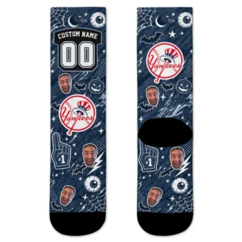New York Yankees Socks Customized Scattered Icons Navy Best Selling