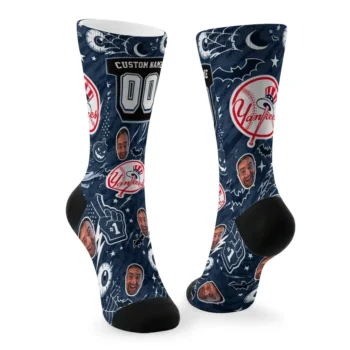New York Yankees Socks Customized Scattered Icons Navy Fashion Forward