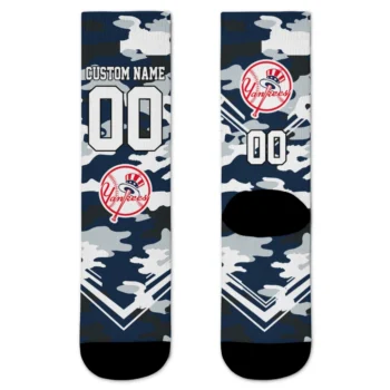 New York Yankees Socks - Customized Woodland Camo Navy