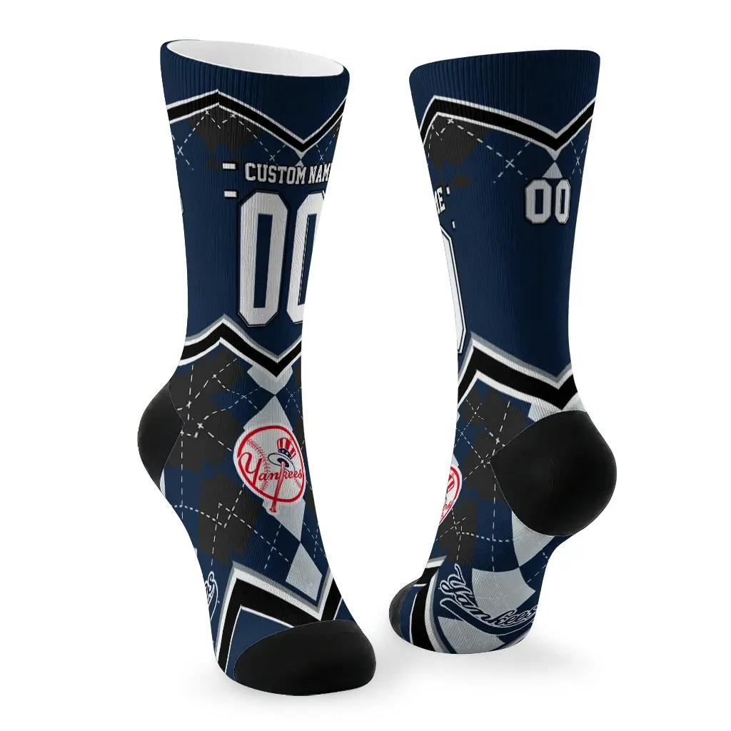 New York Yankees Socks Personalized Argyle Pattern Navy Fashion Forward New York Yankees Socks Personalized Argyle Pattern Navy Fashion Forward