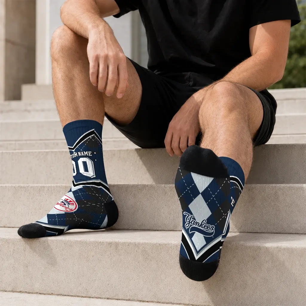 New York Yankees Socks Personalized Argyle Pattern Navy Latest Model New York Yankees Socks Personalized Argyle Pattern Navy Latest Model