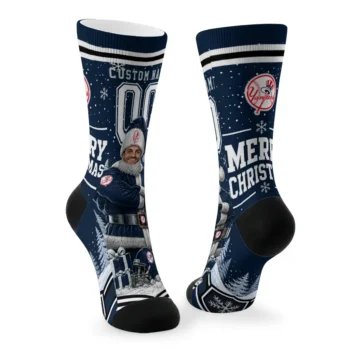 New York Yankees Socks Personalized Snowy Scene Navy White Fashion Forward