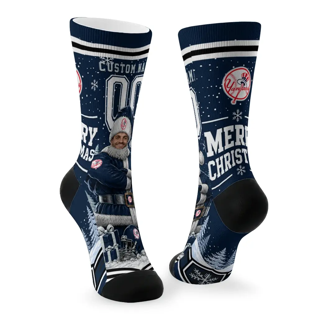 New York Yankees Socks Personalized Snowy Scene Navy White Fashion Forward New York Yankees Socks Personalized Snowy Scene Navy White Fashion Forward