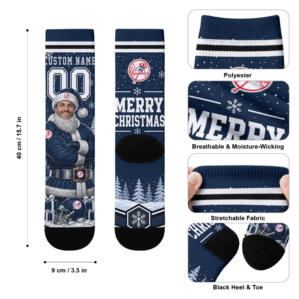 New York Yankees Socks Personalized Snowy Scene Navy White High Quality New York Yankees Socks Personalized Snowy Scene Navy White High Quality