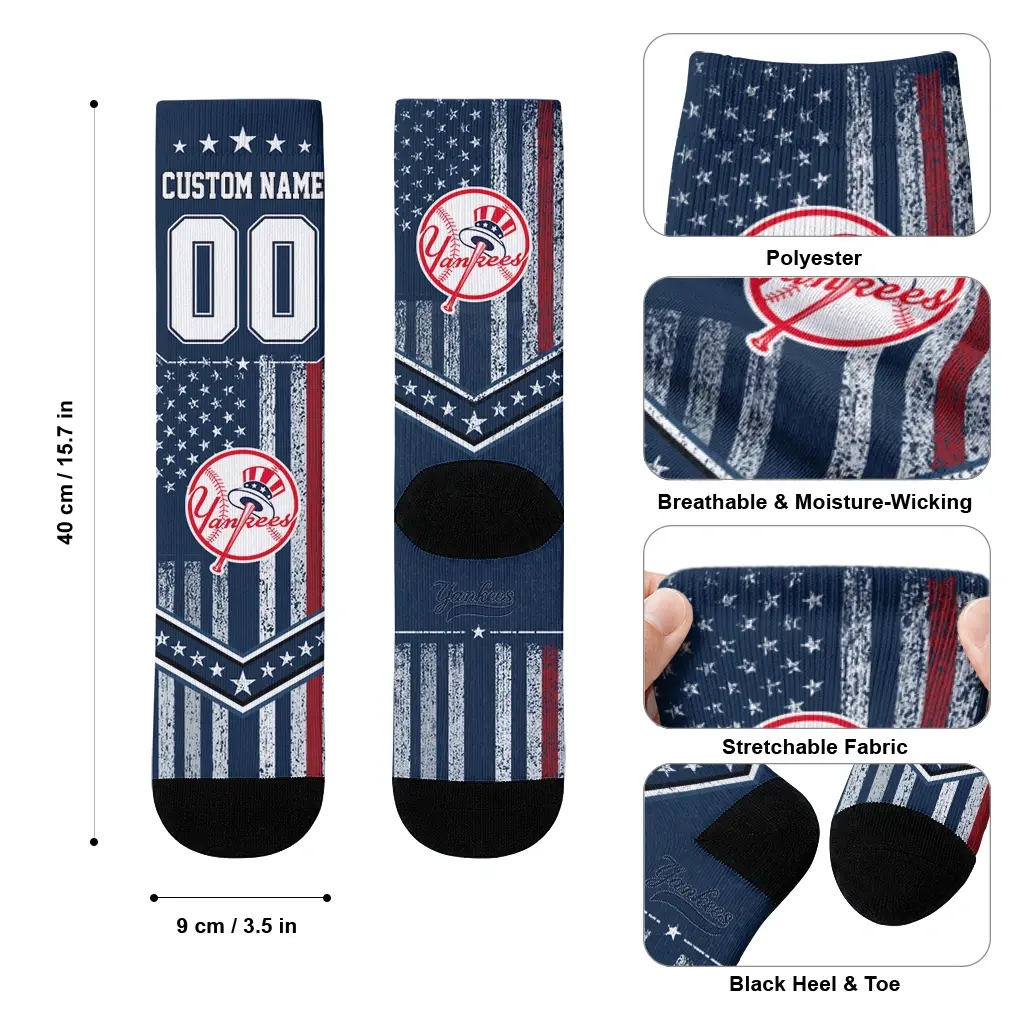 New York Yankees Socks Personalized Star Stripes Navy White High Quality New York Yankees Socks Personalized Star Stripes Navy White High Quality