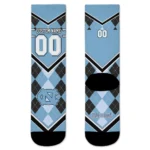 North Carolina Tar Heels Socks Personalized Argyle Pattern Light Blue Best Selling
