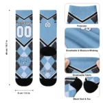 North Carolina Tar Heels Socks Personalized Argyle Pattern Light Blue Best Selling