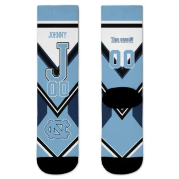 North Carolina Tar Heels Socks Personalized Arrow Blocks Light Blue Best Selling