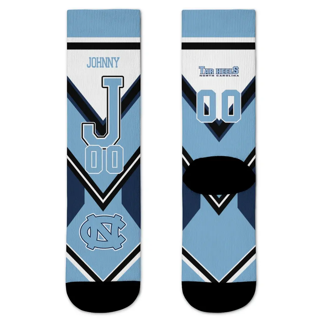 North Carolina Tar Heels Socks Personalized Arrow Blocks Light Blue Best Selling North Carolina Tar Heels Socks Personalized Arrow Blocks Light Blue Best Selling