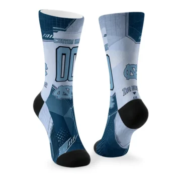 North Carolina Tar Heels Socks Personalized Geometric Tech Light Blue Fashion Forward