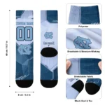 North Carolina Tar Heels Socks Personalized Geometric Tech Light Blue Best Selling