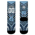 North Carolina Tar Heels Socks Personalized Leopard Print Light Blue Black Best Selling