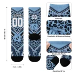 North Carolina Tar Heels Socks Personalized Leopard Print Light Blue Black Best Selling