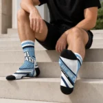 North Carolina Tar Heels Socks Personalized Pinstripe Chevron Light Blue White Best Selling