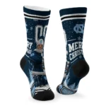 North Carolina Tar Heels Socks Personalized Snowy Scene Light Blue White Best Selling