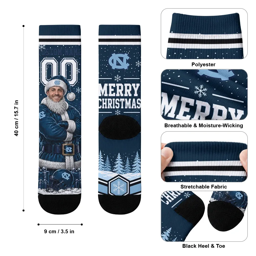 North Carolina Tar Heels Socks Personalized Snowy Scene Light Blue White High Quality North Carolina Tar Heels Socks Personalized Snowy Scene Light Blue White High Quality