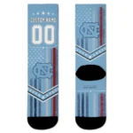 North Carolina Tar Heels Socks Personalized Star Stripes Light Blue White Best Selling