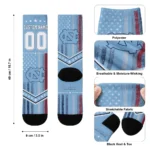 North Carolina Tar Heels Socks Personalized Star Stripes Light Blue White Best Selling