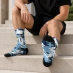 North Carolina Tar Heels Socks Personalized Woodland Camo Light Blue Best Selling